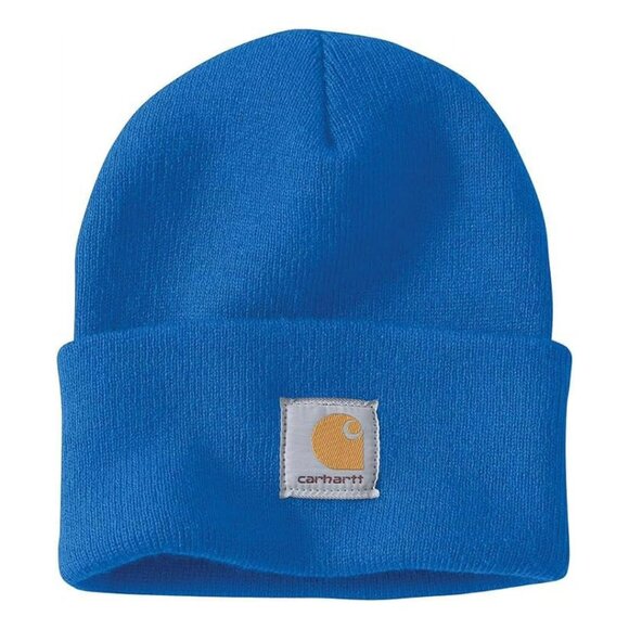 Carhartt Men's A18 Knit Cuffed Beanie Hat in Blue Glow - Picture 1 of 5